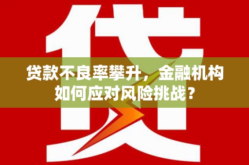 改则贷款不良率攀升，金融机构如何应对风险挑战？
